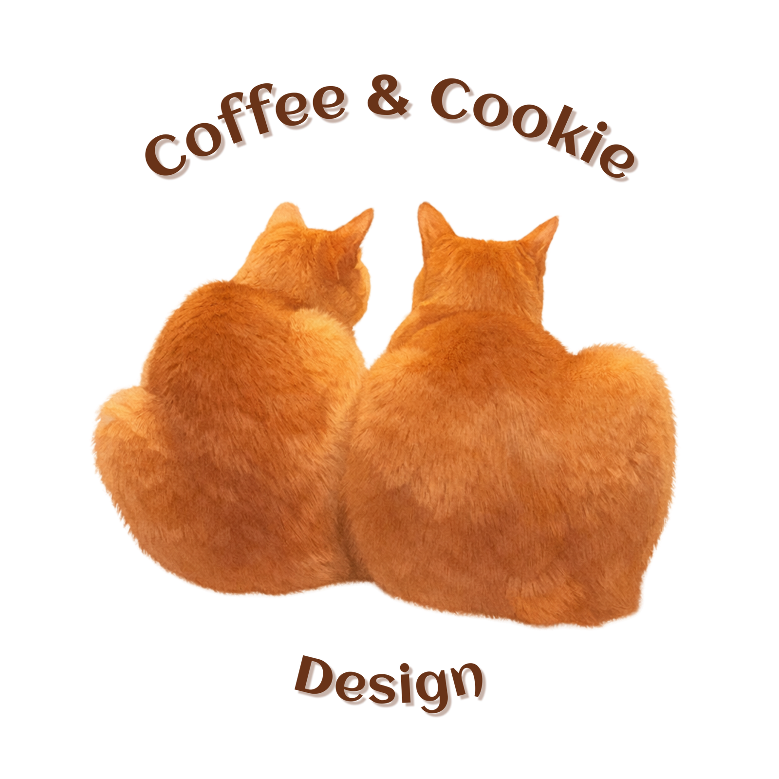 Coffee & Cookie Design logo featuring two orange cats sitting side by side, minimalist pet brand identity