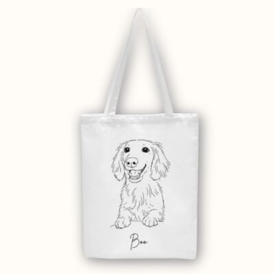 Custom Pet Tote Bag Line Art Portrait custom pet tote bag line art portrait, personalized dog tote bag with name, custom pet gift bag