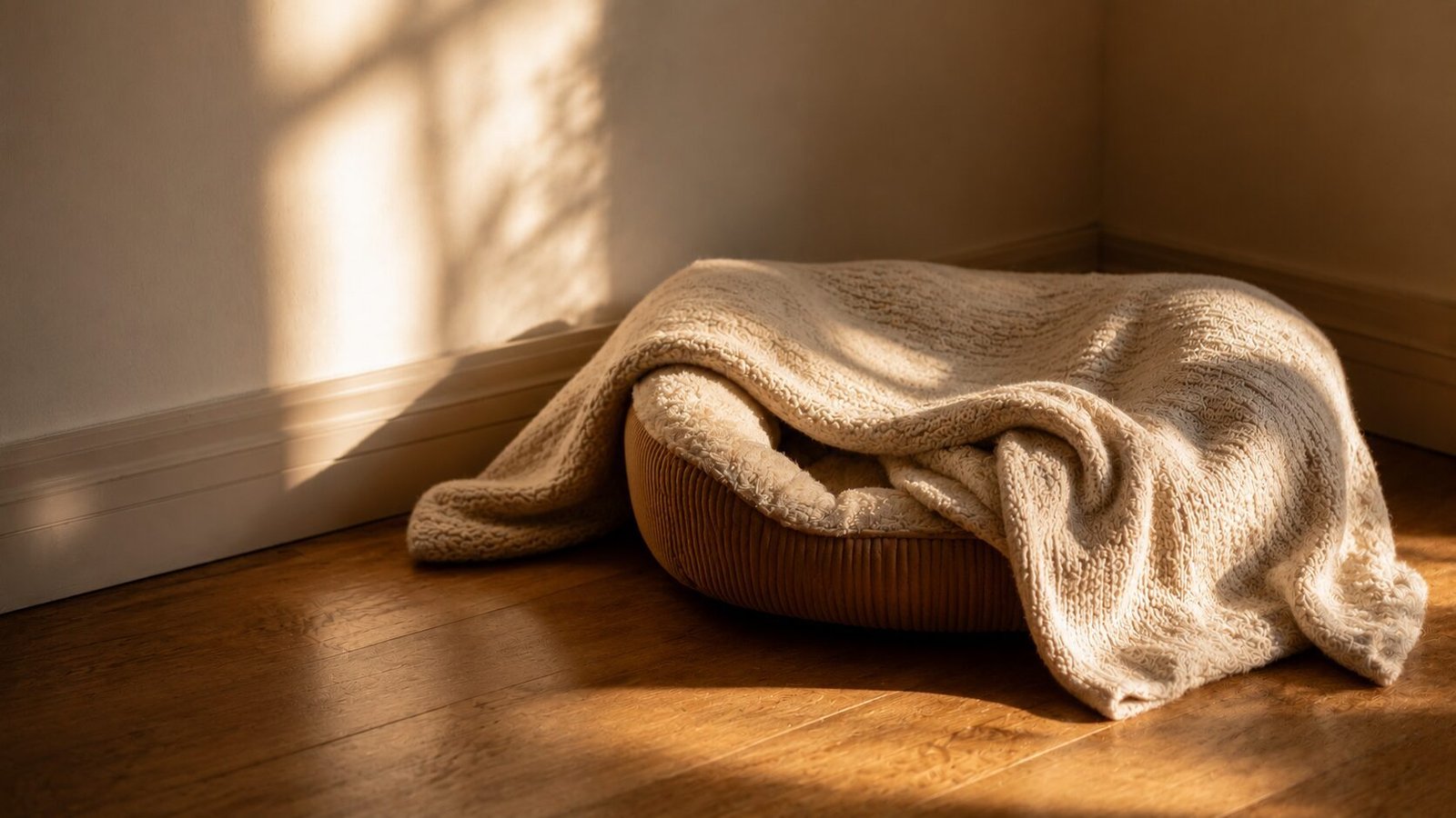 Close-up of hands wrapped around a warm ceramic mug in soft golden window light, creating a calm and comforting atmosphere.